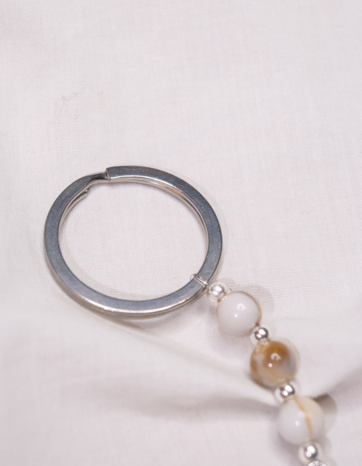Porte clé - Beige & Argent