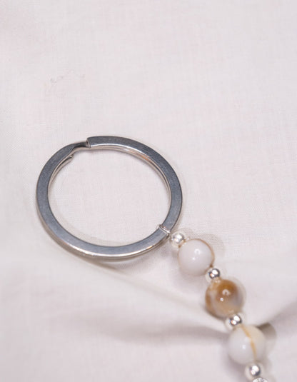 Porte clé - Beige & Argent