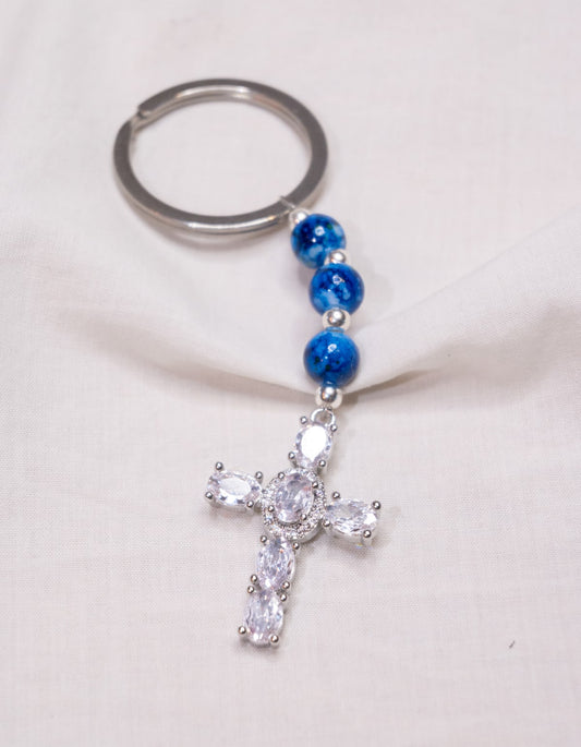 Porte clé - Bleu Marin & Argent