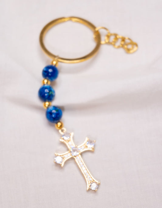 Porte-clé - Bleu & Doré
