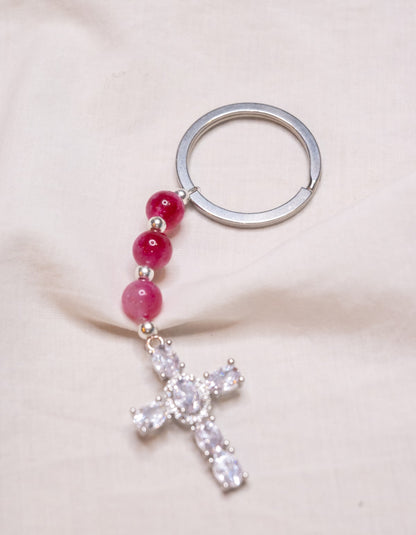 Porte clé - Rose & Argent