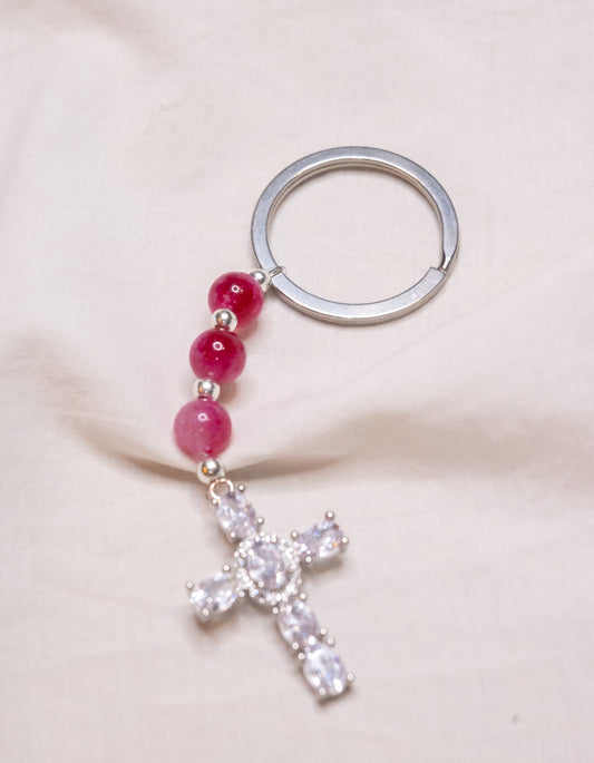 Porte clé - Rose & Argent