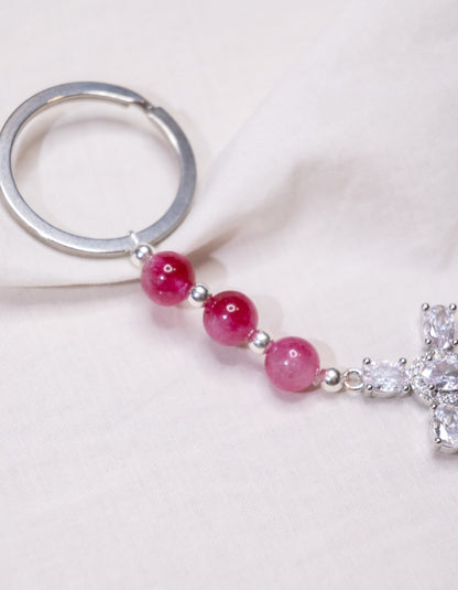 Porte clé - Rose & Argent