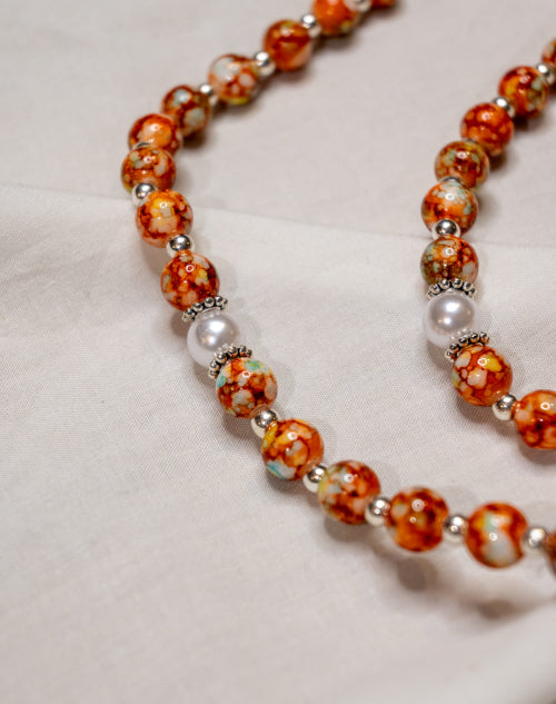 Chapelet Orange & Argenté