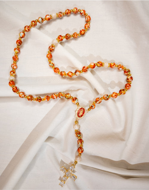 Chapelet Orange & Doré
