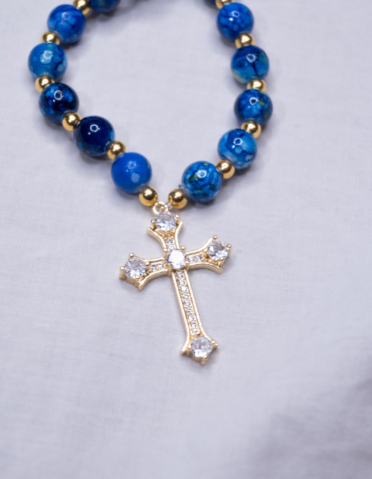 Collier Bleu marin & Doré