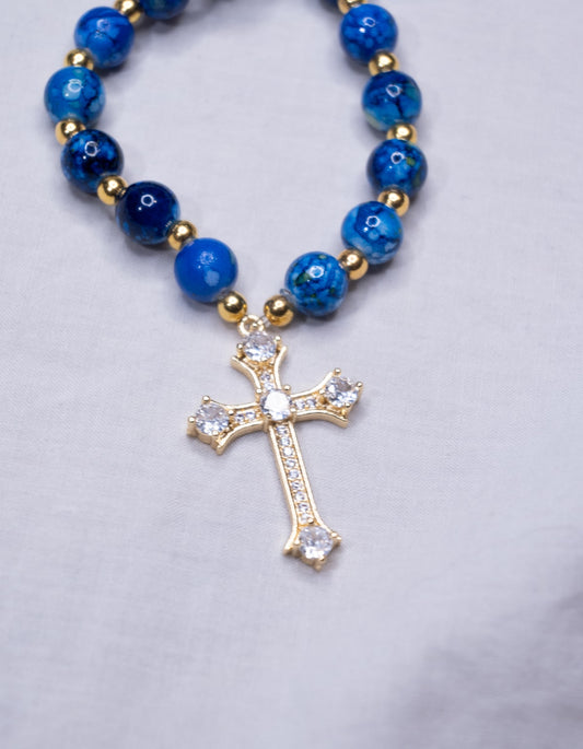 Collier Bleu marin & Doré