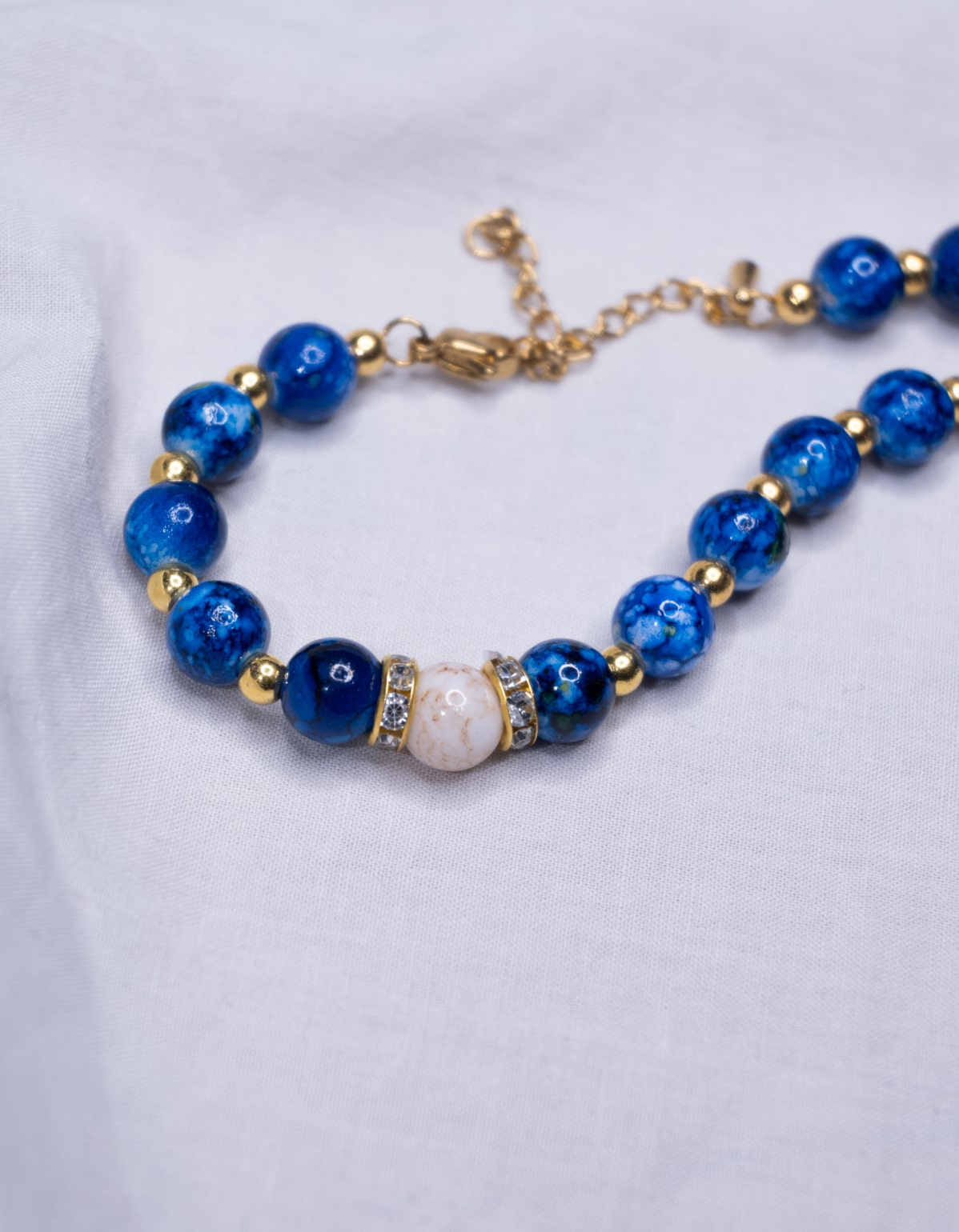 Collier Bleu marin & Doré